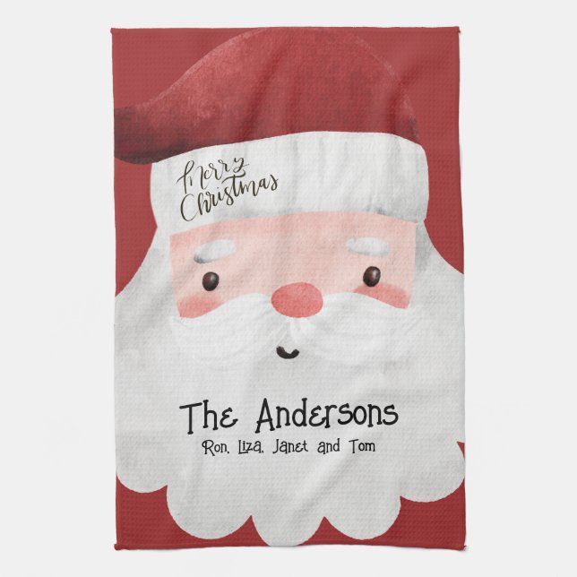 Paño De Cocina Papá Noel personalizado Feliz Navidad (Vertical)
