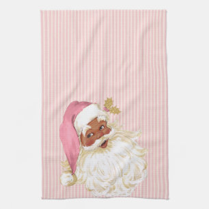 Paño De Cocina Papá Noel Victoriano Vintage Rosa de Color