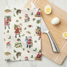 Paño De Cocina Papá Noel Vintage Personalizado Navidad
