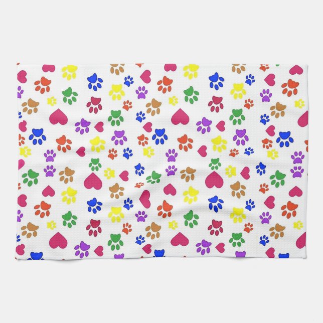 Paño De Cocina Papas y corazones de perro, (Horizontal)