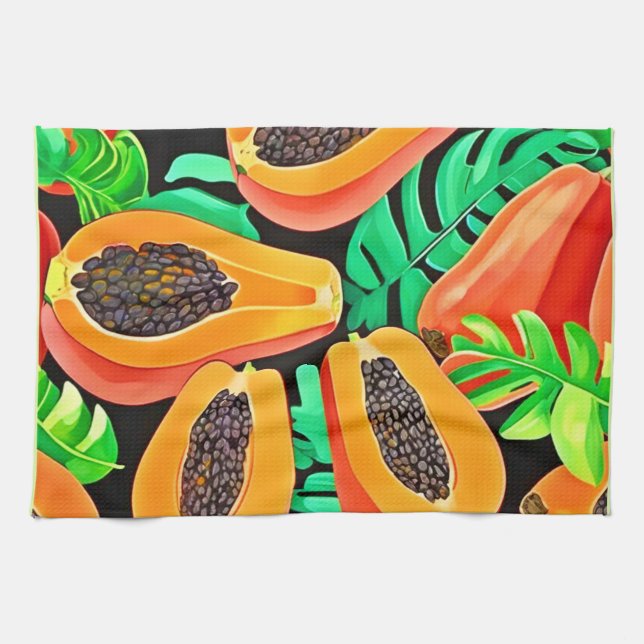 Paño De Cocina Papaya y deja un patrón fresco (Horizontal)