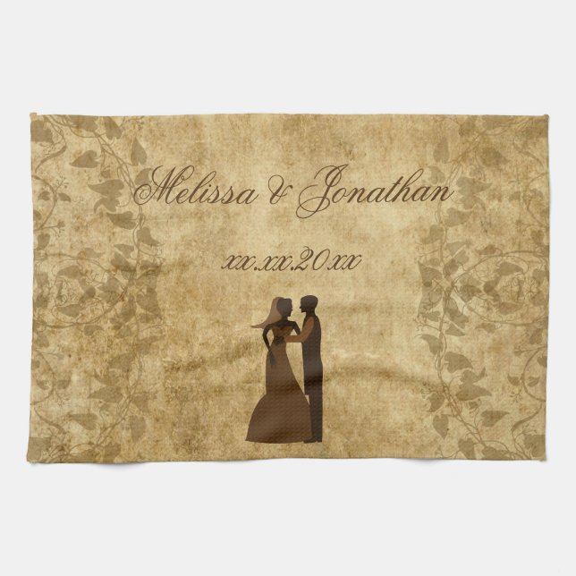 Paño De Cocina Papel cosechado Boda Bride Groom (Horizontal)