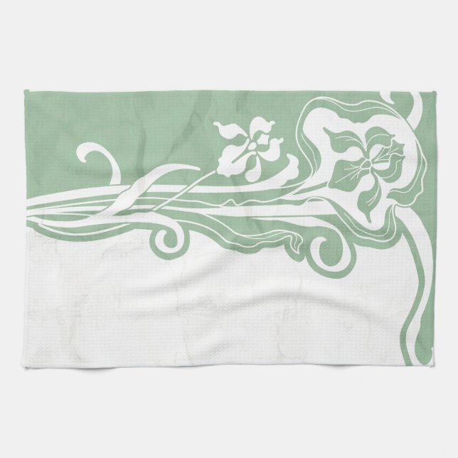 Paño De Cocina Papel del art déco de la aguamarina (Horizontal)