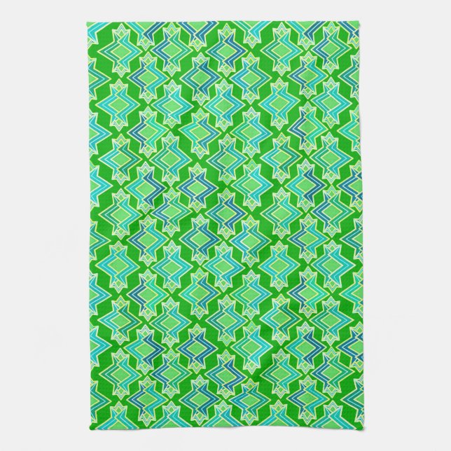 Paño De Cocina Papel pintado Art Déco, verde jade (Vertical)
