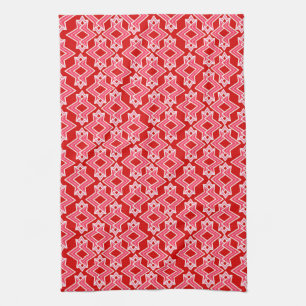 Paño De Cocina Papel pintado con patrón Art Déco, rojo oscuro y r