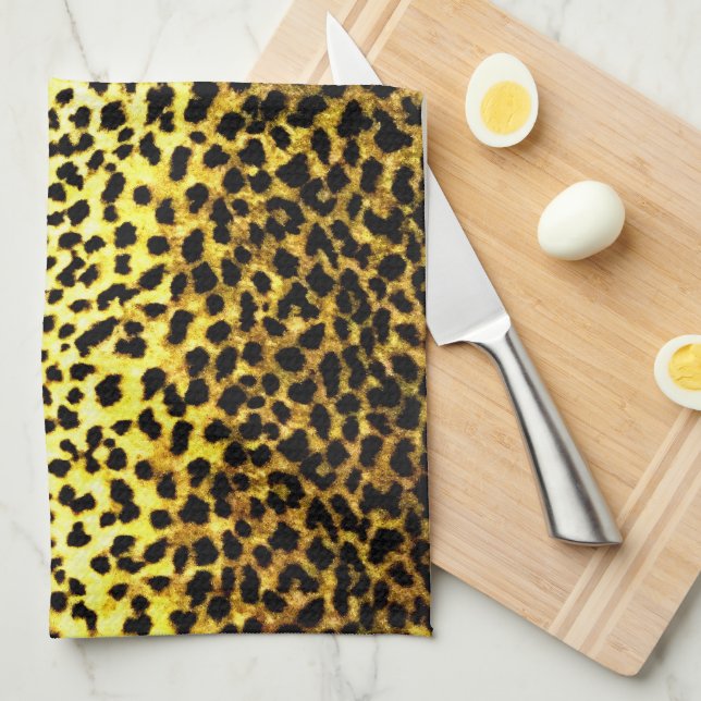 Paño De Cocina Papel tapiz Leopard Animal Print (Doblado Cuarto)