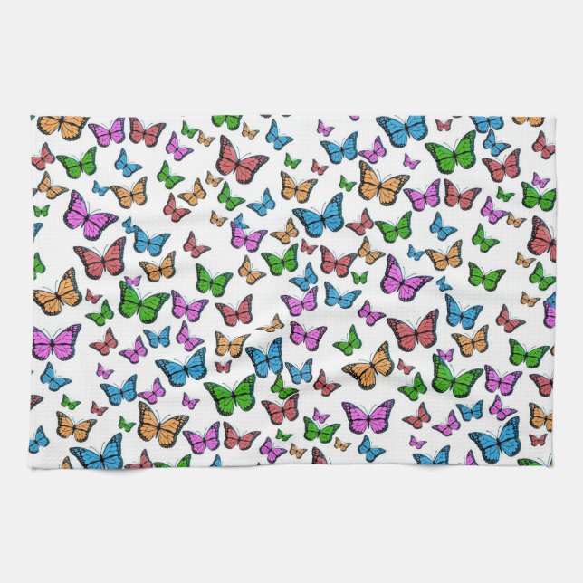 Paño De Cocina Papillon de mariposa de época de arte de Ilustraci (Horizontal)