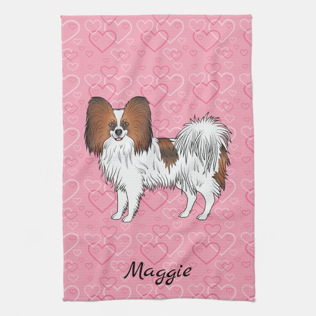 Paño De Cocina Papillon Sable Rojo Perro de Dibujos Animados Lind (Vertical)