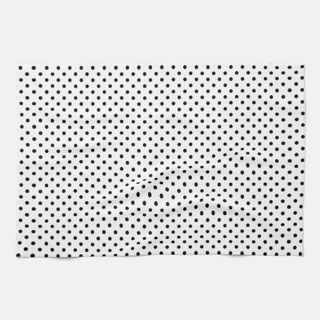 Paño De Cocina Paquetes de polka negros y blancos clásicos retro (Horizontal)