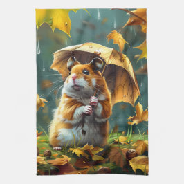 Paño De Cocina Paraguas de Hamster y Leaf