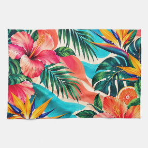 Paño De Cocina Paraiso Botánico de Hibisco Tropical Arte