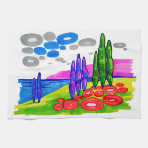 Paño De Cocina Paraíso del Arte Pop – Paisaje Gráfico Audaz