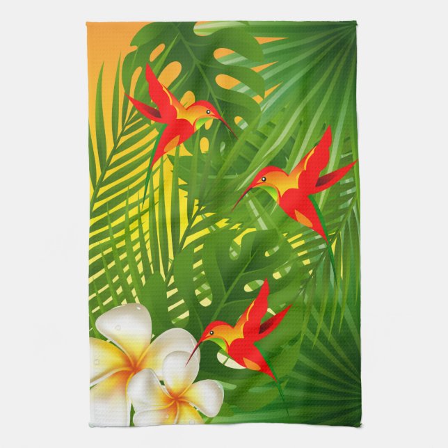 Paño De Cocina Paraíso tropical con colibrí (Vertical)