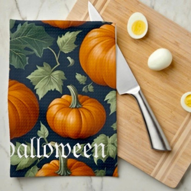 Paño De Cocina Parche de Calabaza Frondosa (Kitchen Towel 16”X24” poly-blend machine washable. )