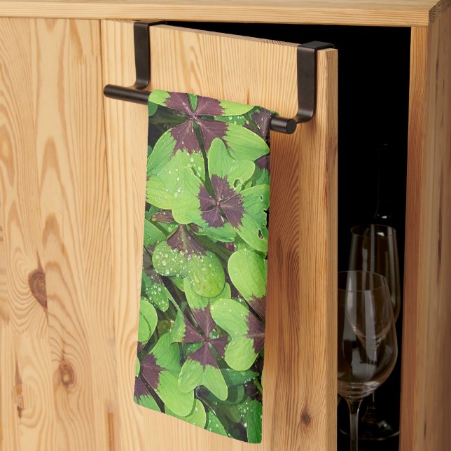 Paño De Cocina Parche de cuatro hojas, Sorrel, con Dew (Pliegue de tercios)