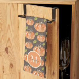 Paño De Cocina Parche de la Calabaza de Caída del Monograma