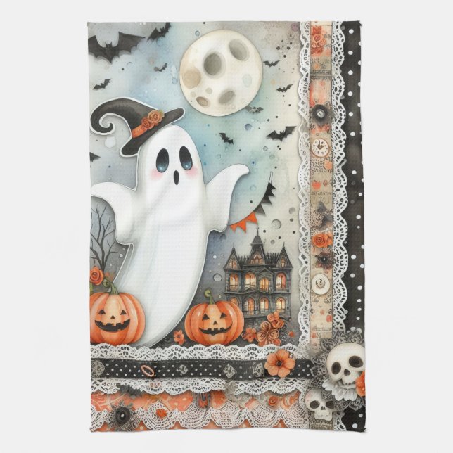 Paño De Cocina Parche Halloween Fantasma (Vertical)