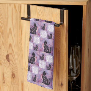 Paño De Cocina Parche Purple Cosmic Cats