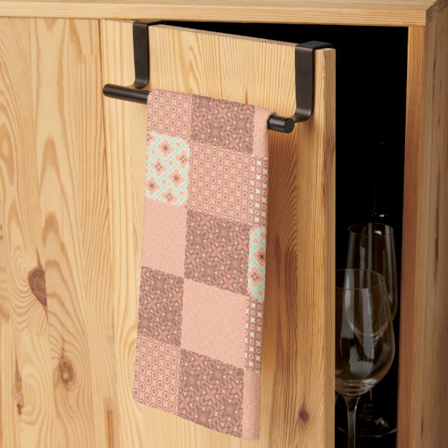 Paño De Cocina Parche Retró Rosa (Pliegue de tercios)
