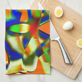 Paño De Cocina Parches de color en tiras beige curvadas