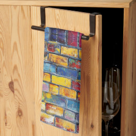 Paño De Cocina Pared de ladrillo colorida