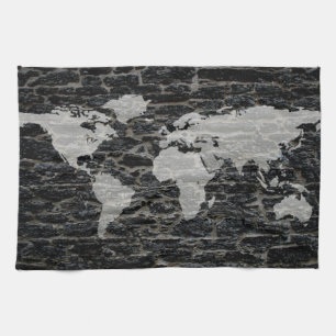 Paño De Cocina Pared negra del mundo