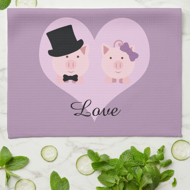 Paño De Cocina Pareja Cute Pig (Doblado)