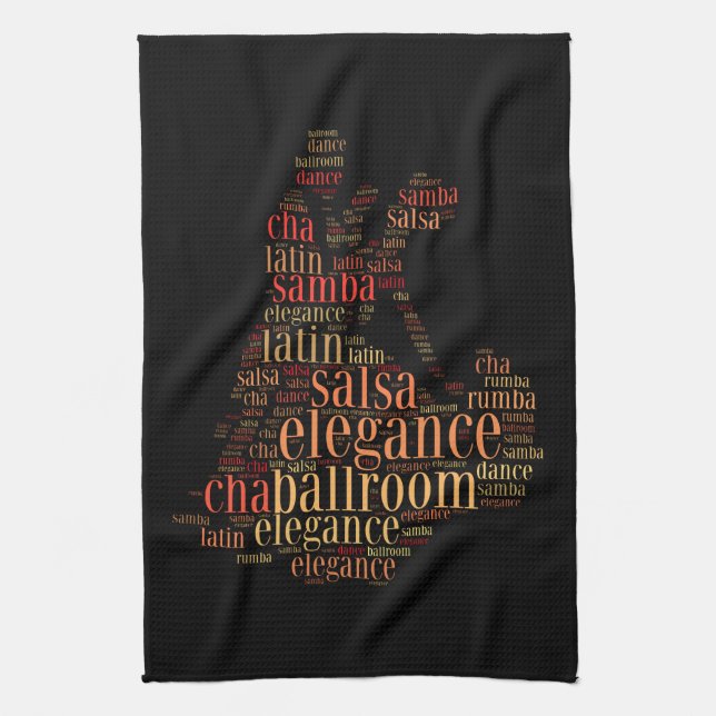 Paño De Cocina Pareja de baile como diseño de nube de palabras (Vertical)