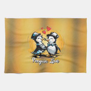 Paño De Cocina Pareja de Pingüinos Encantadores