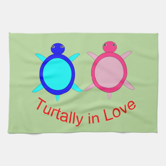 Paño De Cocina Pareja De Tortuga Cuta (Horizontal)