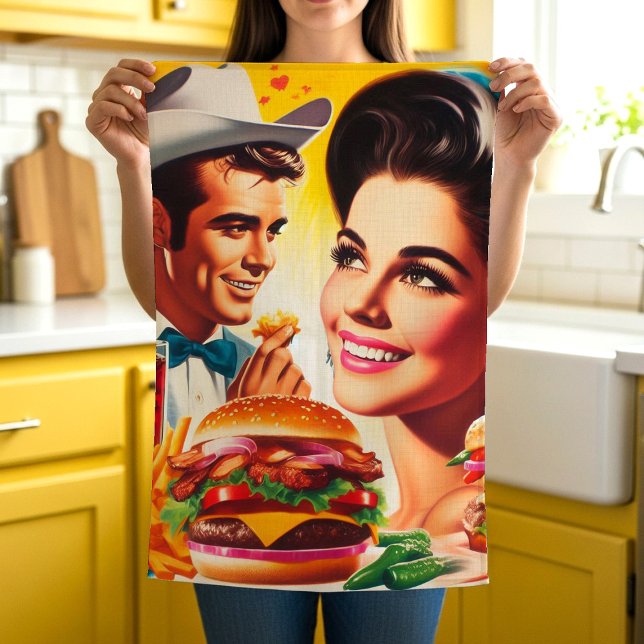 Paño De Cocina Pareja Retro de Comida Rápida (Subido por el creador)