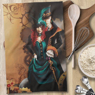 Paño De Cocina Pareja Victoriana Steampunk Elegancia Romance