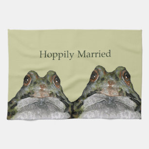 Paño De Cocina Pares lindos de la rana: Hoppily se casó: El