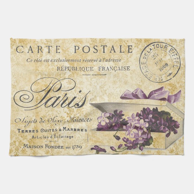 Paño De Cocina Paris Lilacs Carte Postale (Horizontal)