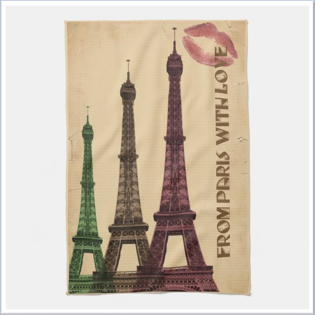 Paño De Cocina París Retro con Amor Torre Eiffel (Subido por el creador)