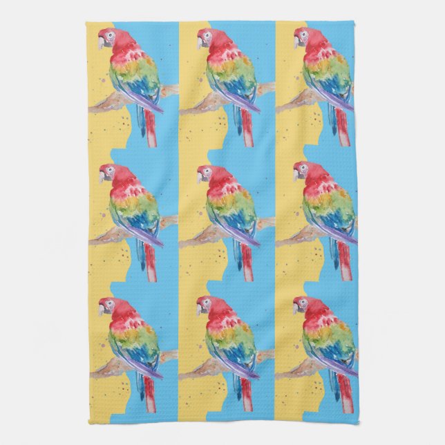 Paño De Cocina Parrot Macaw Blue Bird Birday Bots Nombre Tea (Vertical)