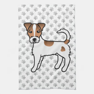 Paño De Cocina Parson Russell Terrier de pelaje áspero blanco y b
