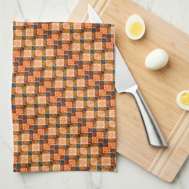 Paño De Cocina Partes de ajedrez naranja rígidas formando nuevas  (Doblado Cuarto)