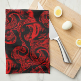 Paño De Cocina Partes espirales rojas muy manchadas sobre fondo n