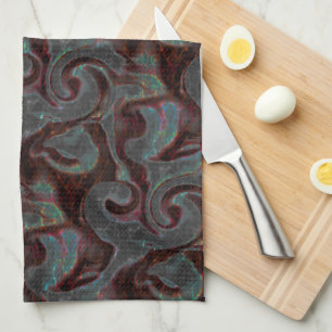 Paño De Cocina Partes espirales talladas de color oscuro y trazos