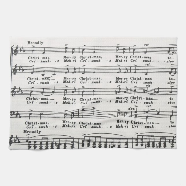 Paño De Cocina Partitura de la canción del navidad (Horizontal)
