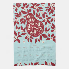 Paño De Cocina Partridge Pear Tree 2026 Calendar - Cranberry