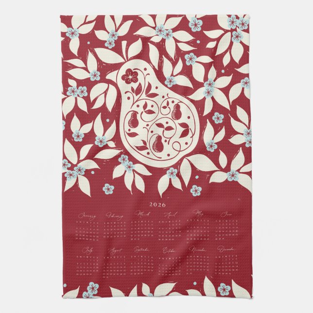Paño De Cocina Partridge Pear Tree 2026 Calendar - Cream (Vertical)