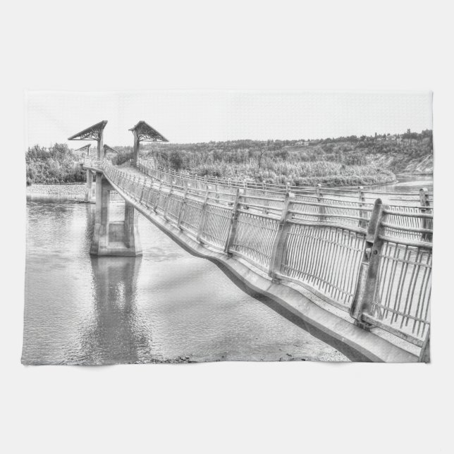 Paño De Cocina Pasarela sobre el río North Saskatchewan (Horizontal)