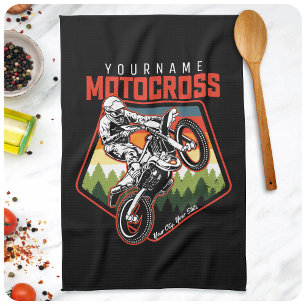Paño De Cocina Paseo en moto de cross personalizado en pista de t