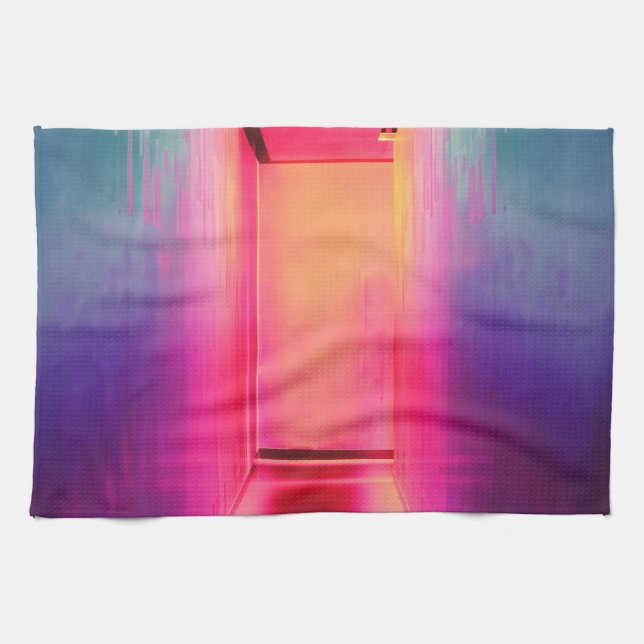 Paño De Cocina pasillo neón arco iris (Horizontal)