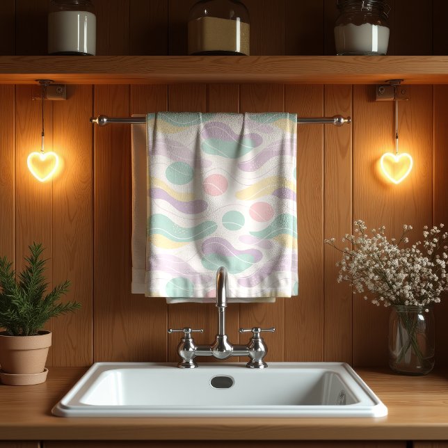 Paño De Cocina Pastel Abstract Seamless Pattern Waves and Circles (Subido por el creador)