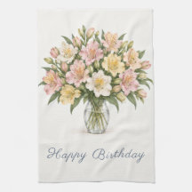 Pastel Alstroemeria Feliz Cumpleaños