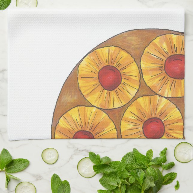 Paño De Cocina Pastel de postre de piña al revés de cerezas al re (Doblado)