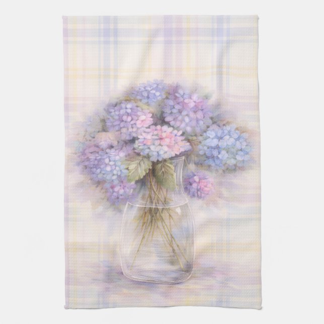 Paño De Cocina Pastel Lilac Hydrangea Kitchen Tea Towel (Vertical)